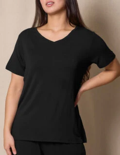 Bamboo V-Neck Sleep Tee - Black -Tops & Tees Sale 3 11fb922c 3ab8 41a7 9a26 31408645247b