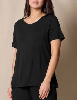 Bamboo V-Neck Sleep Tee - Black -Tops & Tees Sale 4 04fb9221 c8e8 4a2f b4e9 83956082c523