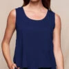 Linen / Bamboo Peplum Tank - Indigo -Tops & Tees Sale BS04 BLA