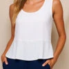 Linen / Bamboo Peplum Tank - White 2 Linen / Bamboo Peplum Tank - White -Tops & Tees Sale BS04 WHI 5edbda4c 4370 43e2 a0f8 5a96eecc9b86
