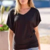 Bamboo Dolman Tunic - Black -Tops & Tees Sale DSC02228