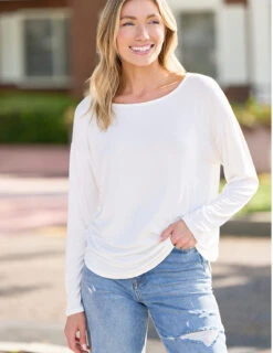 Bamboo Dolman Long Sleeve Tee - Soft White -Tops & Tees Sale DSC02451 5c7a1be9 8644 4069 935d a0c087c7fa5d