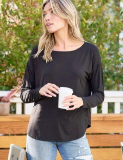 Bamboo Dolman Long Sleeve Tee - Black -Tops & Tees Sale DSC02541 a0c529de 1f52 4a62 824f 79d3564d833e