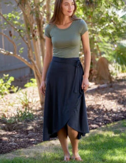 Bamboo / Organic Cotton Wrap Skirt - Titanium