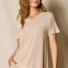 Bamboo V-Neck Sleep Tee - Almond -Tops & Tees Sale QE04 DOE EDT 2 1