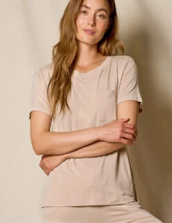 Bamboo Pocket Sleep Tee - Almond -Tops & Tees Sale QE10 DOE 2
