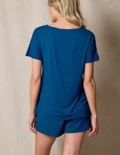 Bamboo Drawstring Sleep Shorts - Atlantic Blue -Tops & Tees Sale SIVANA032120245181