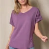 Bamboo / Organic Cotton V-Neck Dolman Top - Dusty Purple 2 Bamboo / Organic Cotton V-Neck Dolman Top - Dusty Purple -Tops & Tees Sale SIVANA032120245788