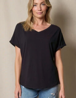 Bamboo / Organic Cotton V-Neck Dolman Top - Black 8 Bamboo / Organic Cotton V-Neck Dolman Top - Black -Tops & Tees Sale SIVANA032120245809 1