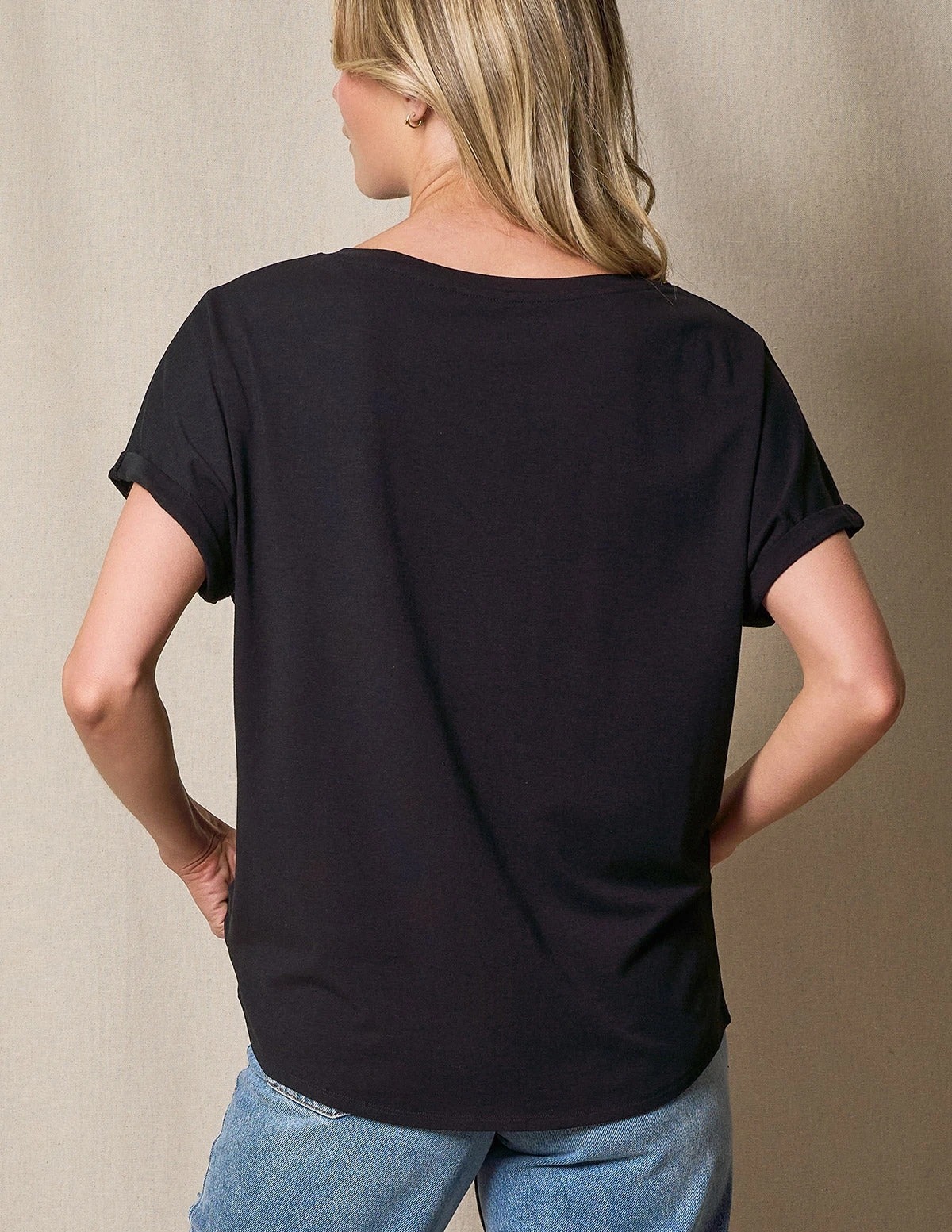 Bamboo / Organic Cotton V-Neck Dolman Top - Black 4 Bamboo / Organic Cotton V-Neck Dolman Top - Black - Image 2