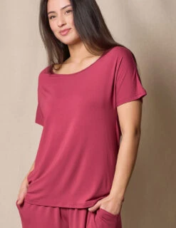 Bamboo Dolman Pajama Tee - Burgundy Rose -Tops & Tees Sale SIVANA032820246304 T