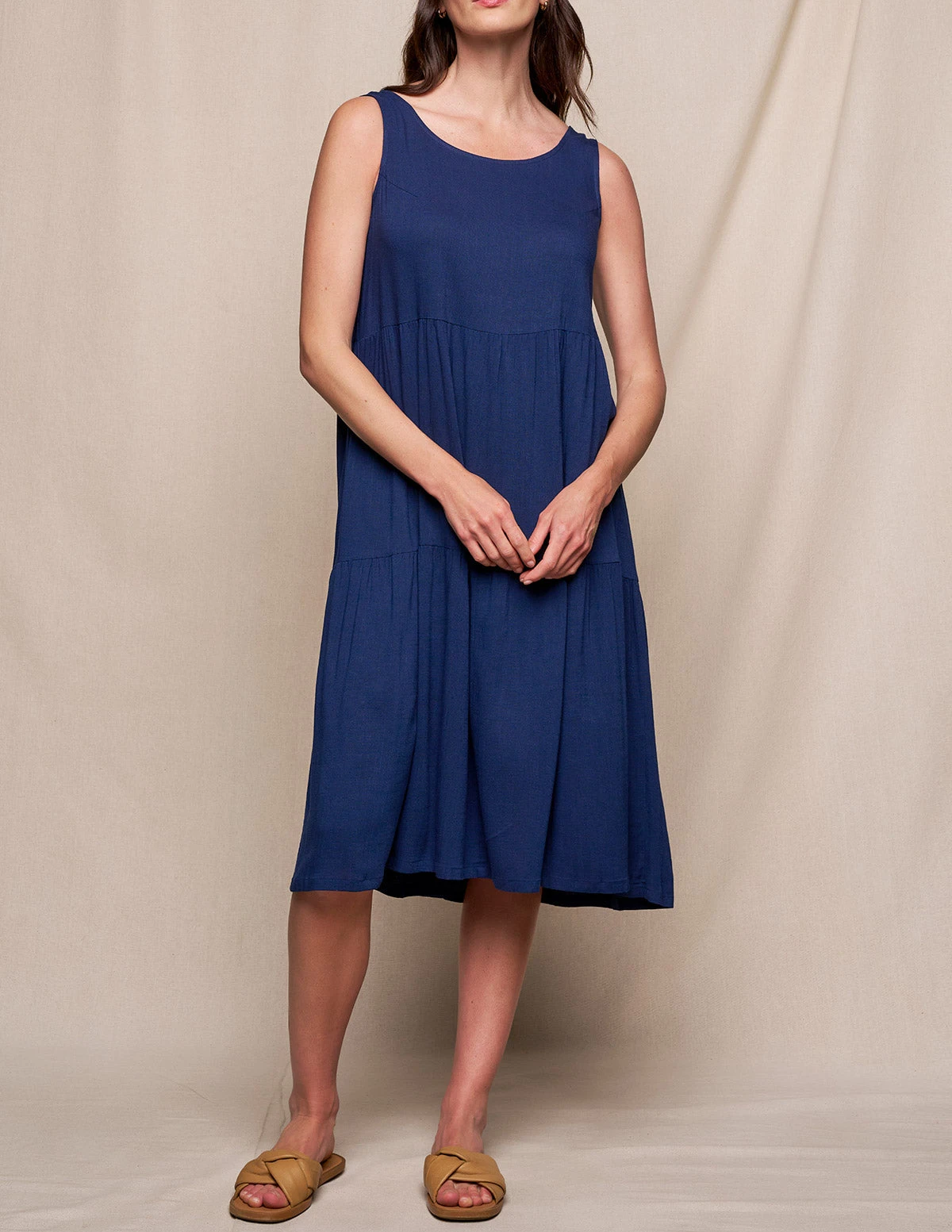 Linen / Bamboo Addison Dress - Indigo 5 Linen / Bamboo Addison Dress - Indigo - Image 3