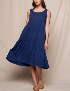 Linen / Bamboo Addison Dress - Indigo