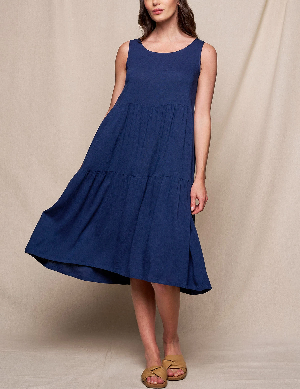 Linen / Bamboo Addison Dress - Indigo 3 Linen / Bamboo Addison Dress - Indigo