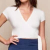 Bamboo Cap Sleeve Wrap Top - Soft White 2 Bamboo Cap Sleeve Wrap Top - Soft White -Tops & Tees Sale SIVANA0415252643 final T