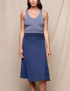 Bamboo Shirred Waist Skirt - Navy -Tops & Tees Sale SIVANA0415252653 final