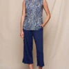 Linen / Bamboo Soft Waist Capri Pants - Indigo -Tops & Tees Sale SIVANA0415252670 final
