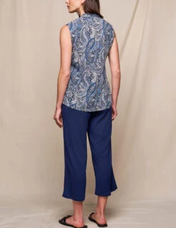 Linen / Bamboo Soft Waist Capri Pants - Indigo -Tops & Tees Sale SIVANA0415252683 final