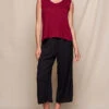 Linen / Bamboo Soft Waist Capri Pants - Black -Tops & Tees Sale SIVANA0415252883