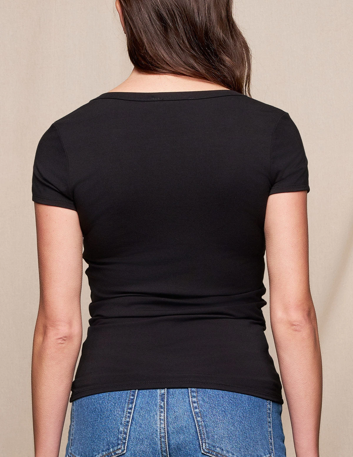 Bamboo Close Fit V-Neck Top - Black 4 Bamboo Close Fit V-Neck Top - Black - Image 2