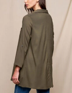 Linen / Bamboo Button Front Tunic - Olive -Tops & Tees Sale SIVANA0415253006 final
