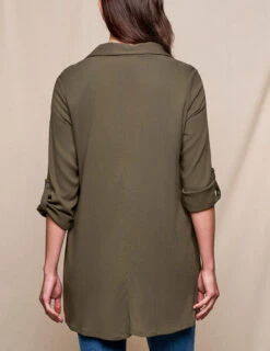 Linen / Bamboo Button Front Tunic - Olive -Tops & Tees Sale SIVANA0415253021 final