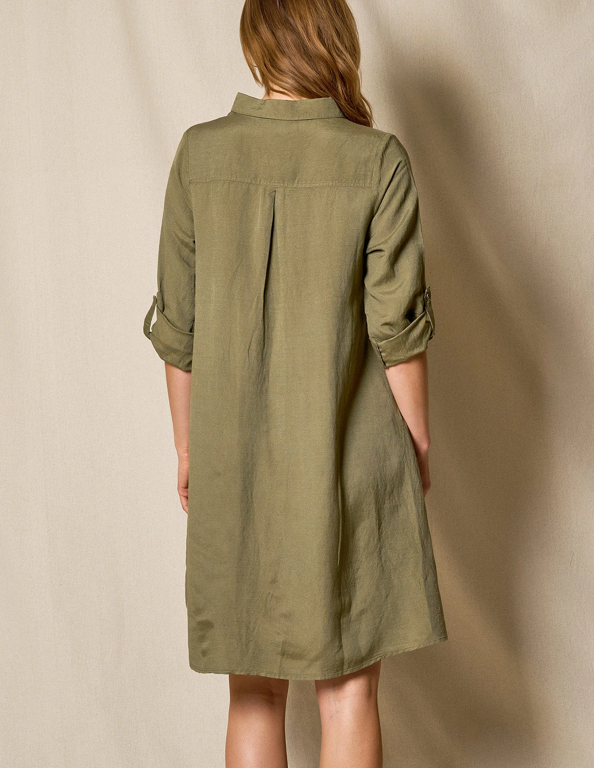Linen / Bamboo Shirtdress - Army 6 Linen / Bamboo Shirtdress - Army - Image 4