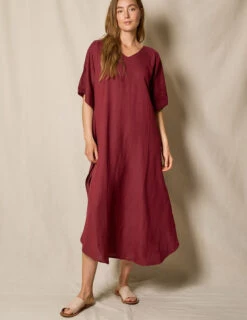 Linen / Bamboo Caftan - Burgundy -Tops & Tees Sale SIVANA052320248572
