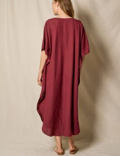 Linen / Bamboo Caftan - Burgundy -Tops & Tees Sale SIVANA052320248582