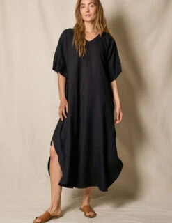 Linen / Bamboo Caftan - Black -Tops & Tees Sale SIVANA052320248597
