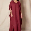 Linen / Bamboo Caftan - Burgundy -Tops & Tees Sale SIVANA070320248693