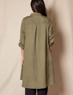 Linen / Bamboo Shirtdress - Army 9 Linen / Bamboo Shirtdress - Army -Tops & Tees Sale SIVANA070320249041