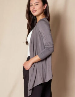 Bamboo Open Front Jacket - Grey -Tops & Tees Sale SIVANA070320249103 1
