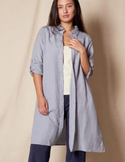 Linen / Bamboo Shirtdress - Stone Blue -Tops & Tees Sale SIVANA070320249167