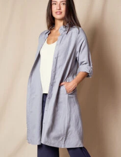 Linen / Bamboo Shirtdress - Stone Blue -Tops & Tees Sale SIVANA070320249179