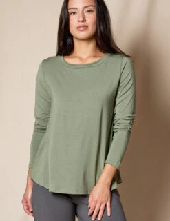 Bamboo Relaxed Long Sleeve Tee - Sage- Small And XS Only