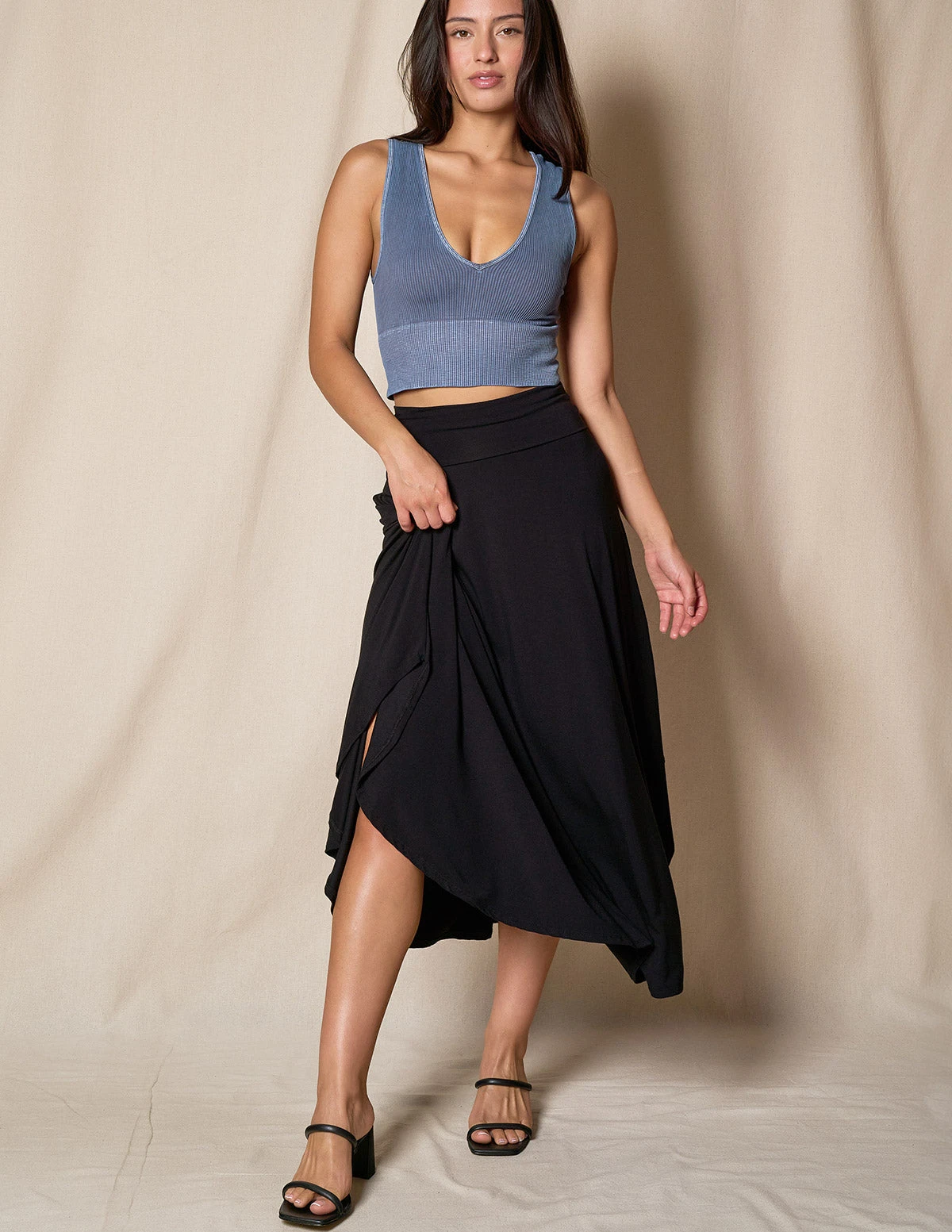 Bamboo Flat Waist Skirt - Black 8 Bamboo Flat Waist Skirt - Black - Image 6