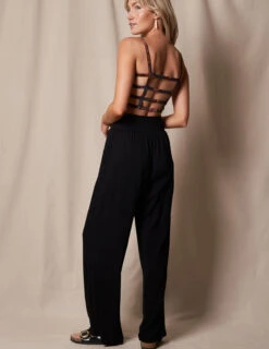 Linen / Bamboo Soft Waist Pants - Black -Tops & Tees Sale SIVANA08 24 2023 4366 1