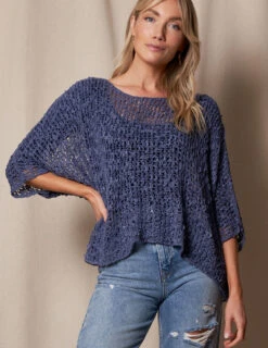 Handwoven Riva Knit Crop Poncho -Tops & Tees Sale SIVANA08 24 2023 4499