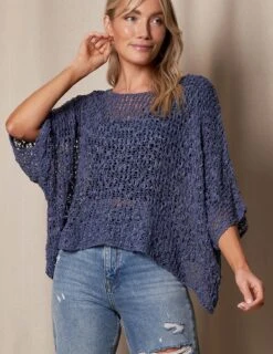 Handwoven Riva Knit Crop Poncho -Tops & Tees Sale SIVANA08 24 2023 4504