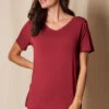 Bamboo V-Neck Sleep Tee - Burgundy -Tops & Tees Sale SIVANA101120249062 final T