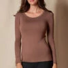 Bamboo Close Fit Long Sleeve Tee - Chocolate 2 Bamboo Close Fit Long Sleeve Tee - Chocolate -Tops & Tees Sale SIVANA101120249249 final