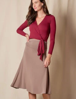 Bamboo Shirred Waist Skirt - Mocha
