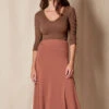 Bamboo Shirred Waist Skirt - Rust -Tops & Tees Sale SIVANA101120249667 RUS final