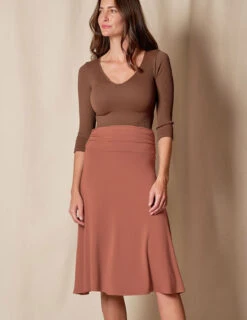 Bamboo Shirred Waist Skirt - Rust