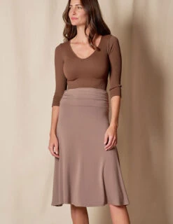 Bamboo Shirred Waist Skirt - Mocha -Tops & Tees Sale SIVANA101120249667 final