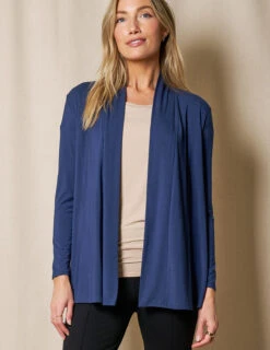 Bamboo 240 Banded Front Jacket - Navy -Tops & Tees Sale SIVANA1031 0648 final