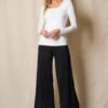 Bamboo Ponte Wide Leg Pants - Black