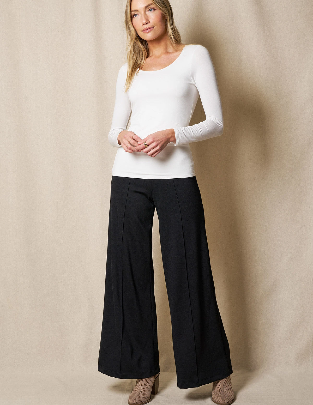 Bamboo Ponte Wide Leg Pants - Black 3 Bamboo Ponte Wide Leg Pants - Black
