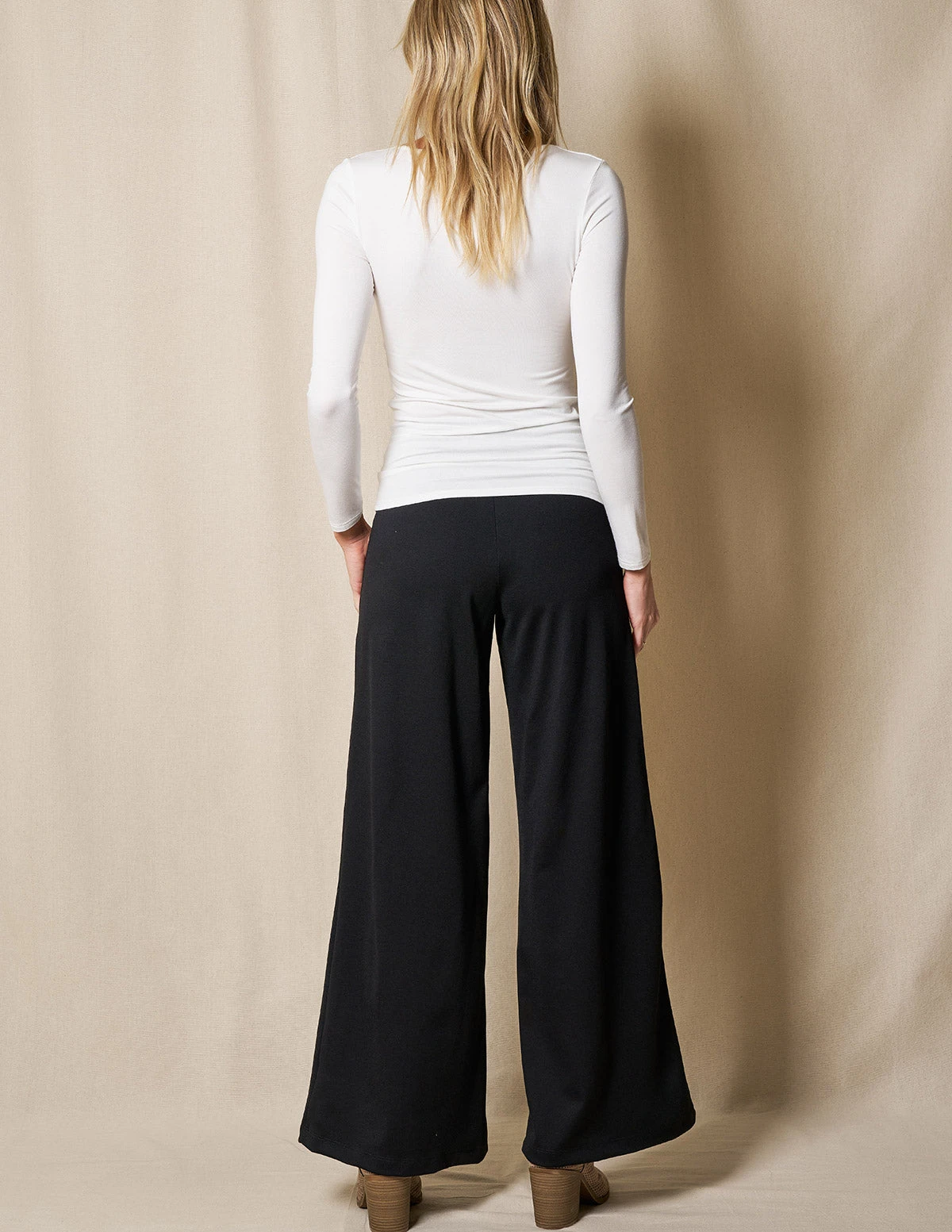 Bamboo Ponte Wide Leg Pants - Black 4 Bamboo Ponte Wide Leg Pants - Black - Image 2